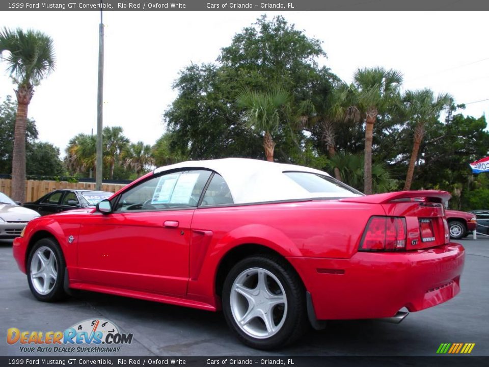 1999 Ford Mustang GT Convertible Rio Red / Oxford White Photo #9