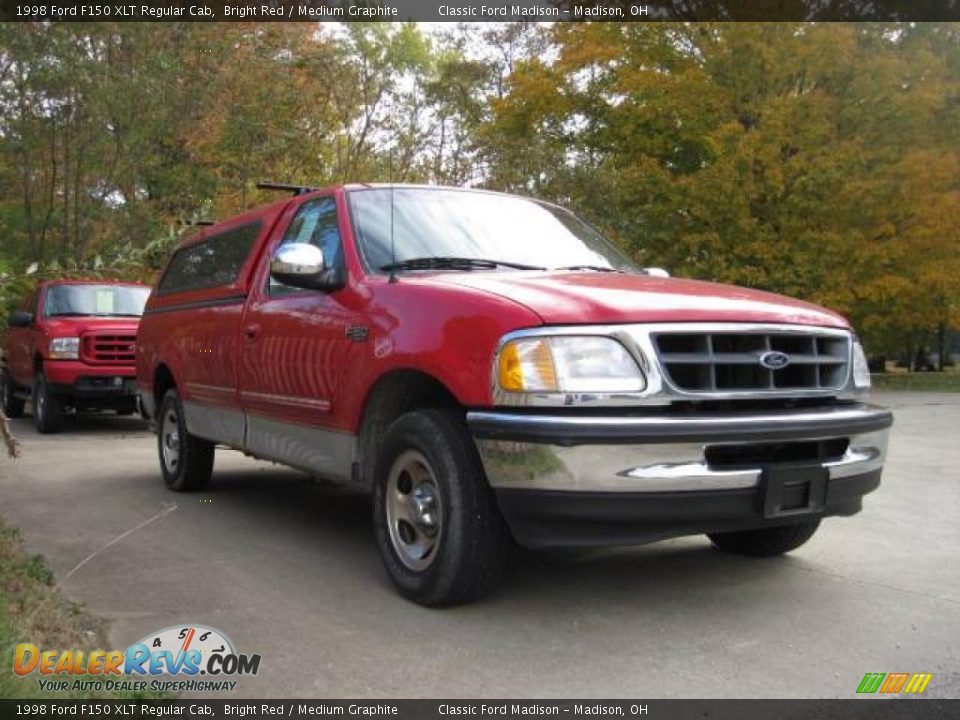 1998 Ford F150 XLT Regular Cab Bright Red / Medium Graphite Photo #2