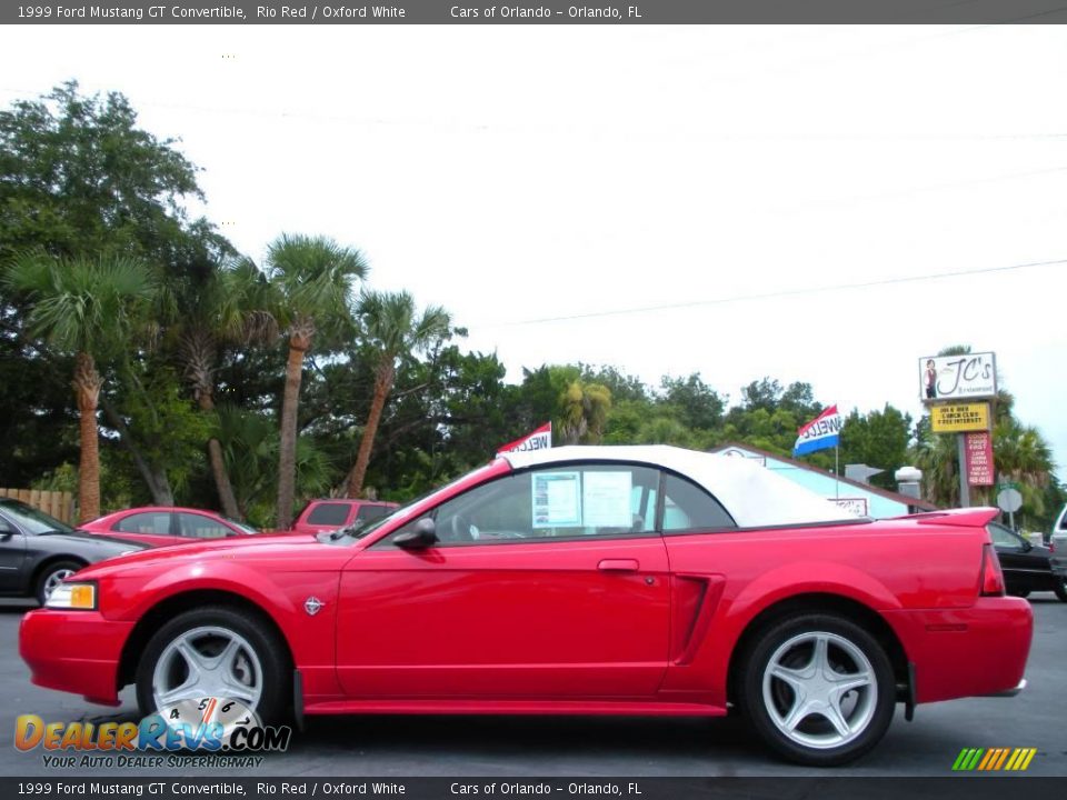 1999 Ford Mustang GT Convertible Rio Red / Oxford White Photo #10