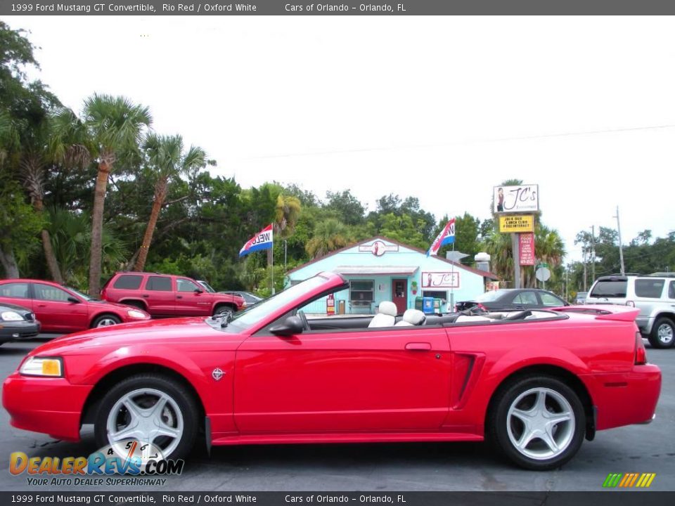 1999 Ford Mustang GT Convertible Rio Red / Oxford White Photo #15