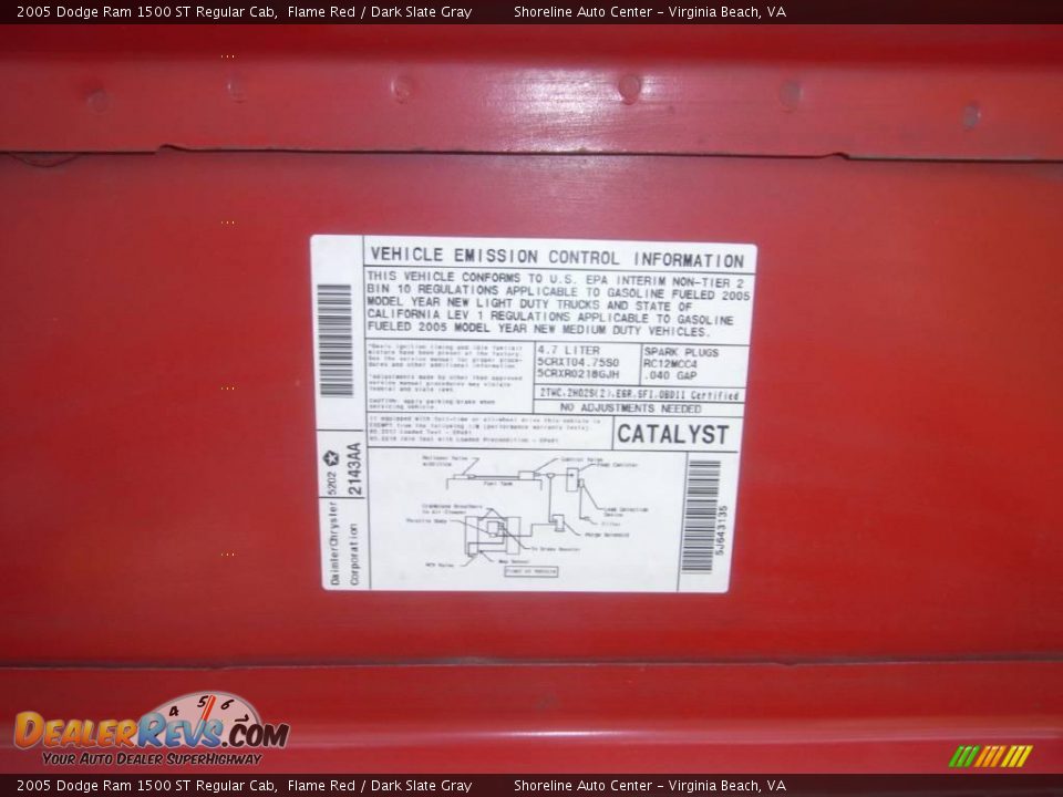 2005 Dodge Ram 1500 ST Regular Cab Flame Red / Dark Slate Gray Photo #13
