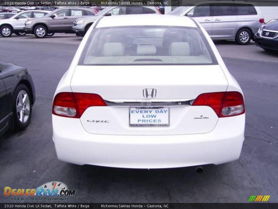2010 Honda Civic LX Sedan Taffeta White / Beige Photo #3