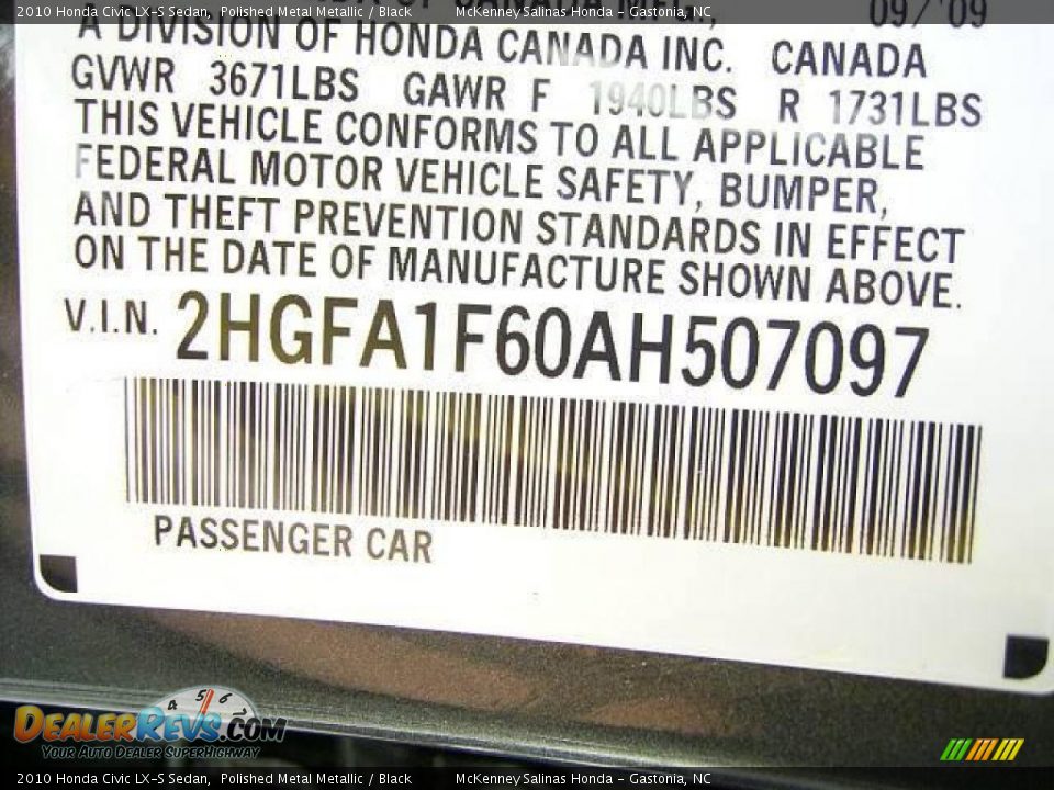 2010 Honda Civic LX-S Sedan Polished Metal Metallic / Black Photo #10