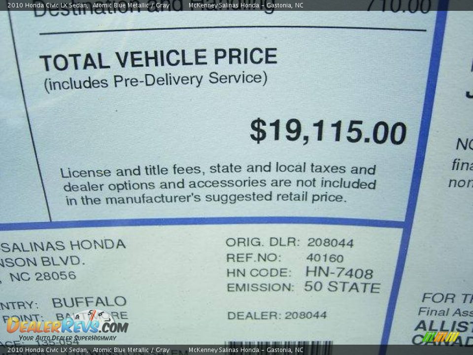 2010 Honda Civic LX Sedan Atomic Blue Metallic / Gray Photo #11