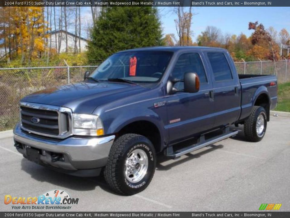 2004 Ford F350 Super Duty Lariat Crew Cab 4x4 Medium Wedgewood Blue Metallic / Medium Flint Photo #1