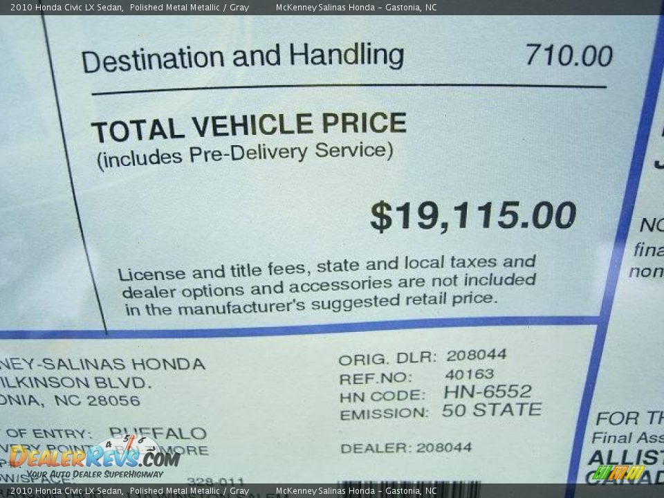 2010 Honda Civic LX Sedan Polished Metal Metallic / Gray Photo #11