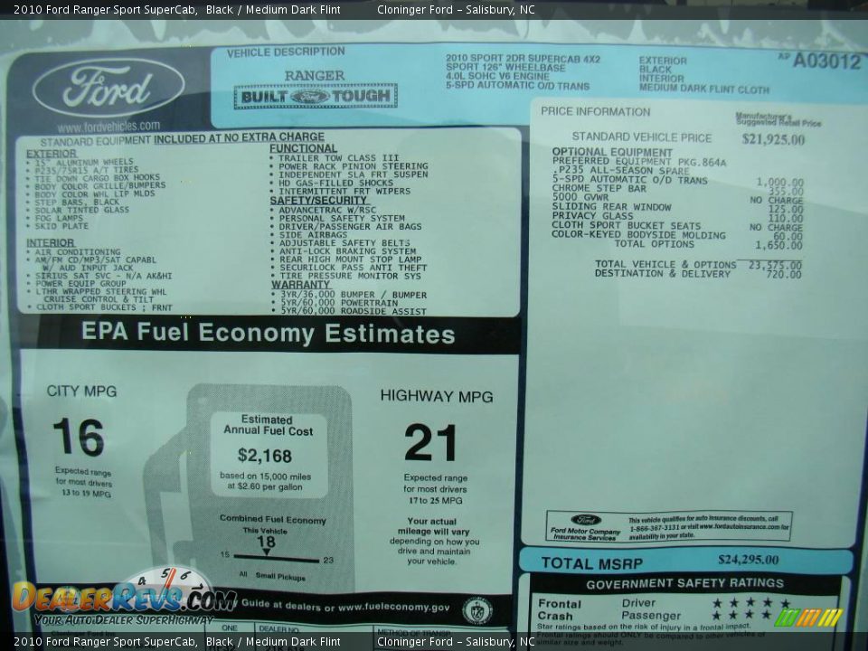2010 Ford Ranger Sport SuperCab Black / Medium Dark Flint Photo #12