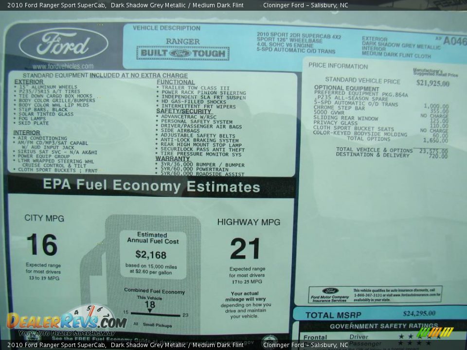 2010 Ford Ranger Sport SuperCab Dark Shadow Grey Metallic / Medium Dark Flint Photo #12