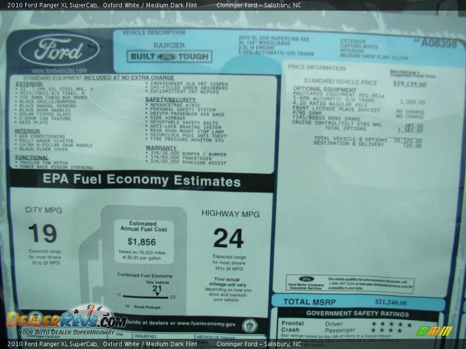 2010 Ford Ranger XL SuperCab Oxford White / Medium Dark Flint Photo #12