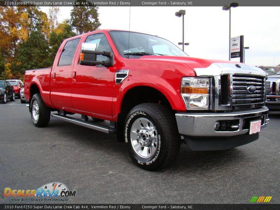 2010 Ford F250 Super Duty Lariat Crew Cab 4x4 Vermillion Red / Ebony Photo #1