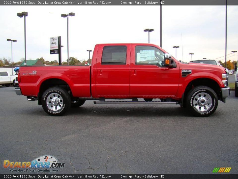 2010 Ford F250 Super Duty Lariat Crew Cab 4x4 Vermillion Red / Ebony Photo #2
