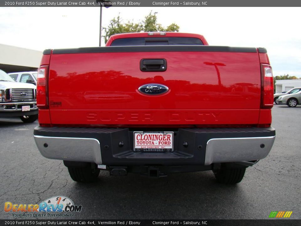 2010 Ford F250 Super Duty Lariat Crew Cab 4x4 Vermillion Red / Ebony Photo #4