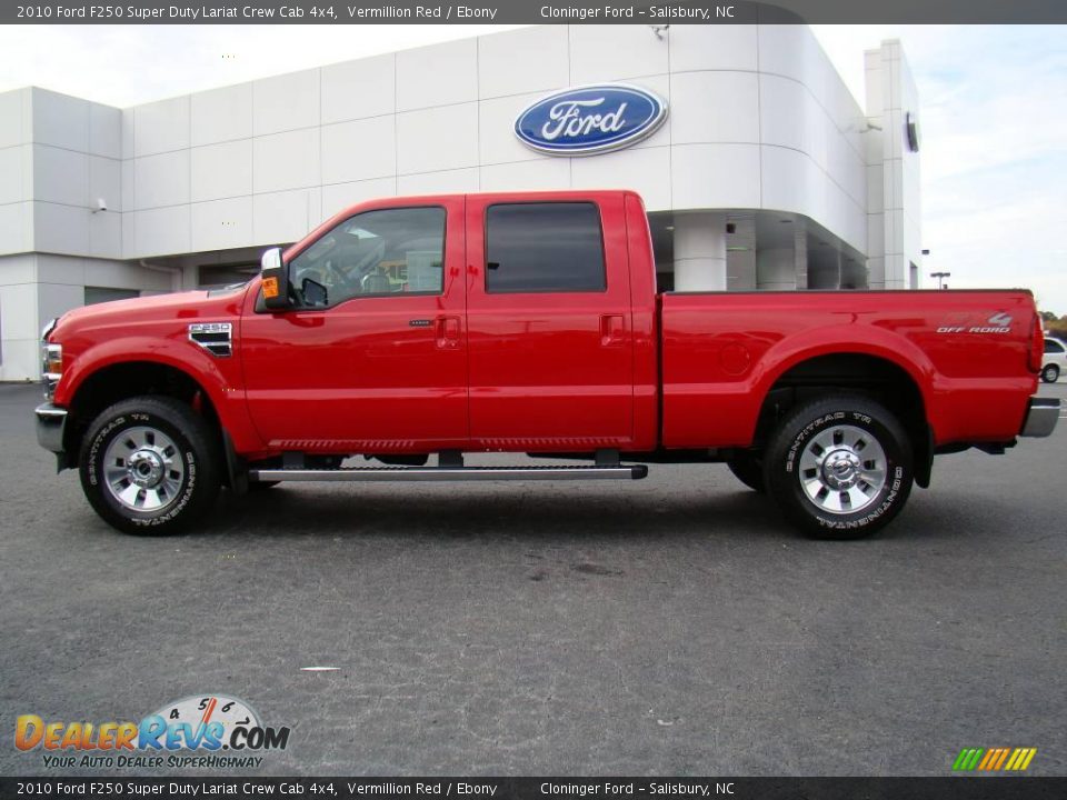 2010 Ford F250 Super Duty Lariat Crew Cab 4x4 Vermillion Red / Ebony Photo #5