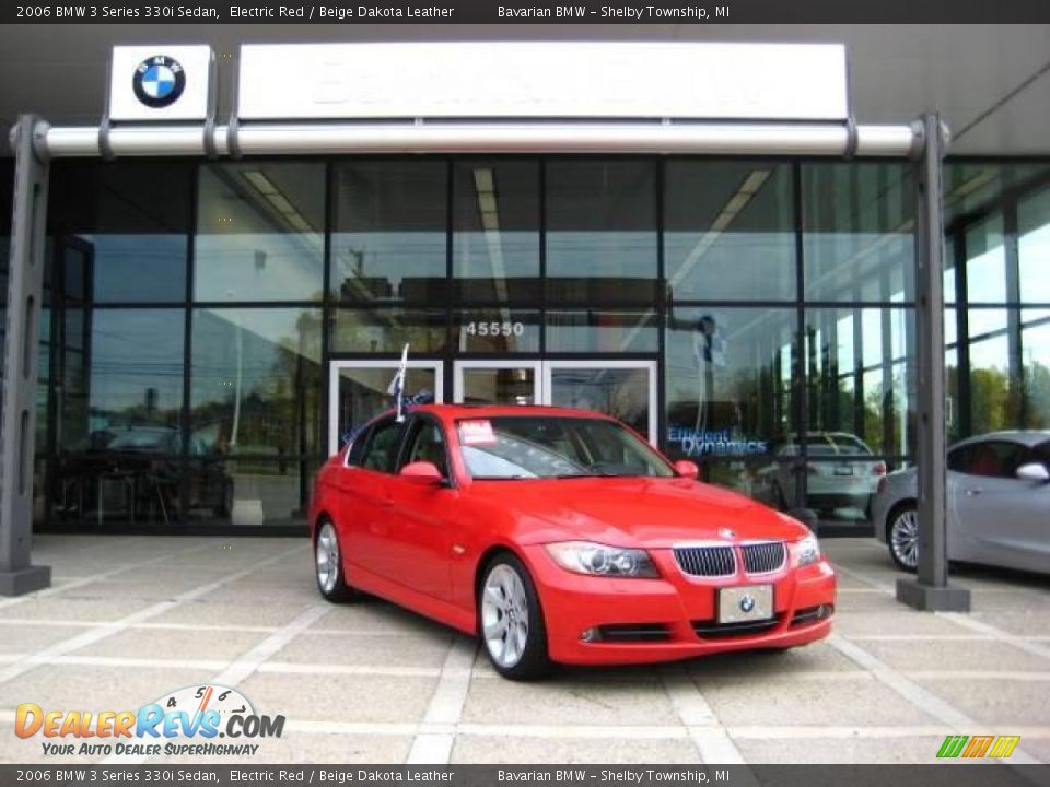 2006 BMW 3 Series 330i Sedan Electric Red / Beige Dakota Leather Photo #2
