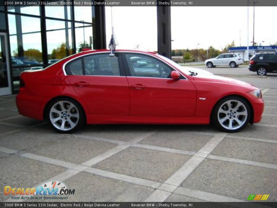 2006 BMW 3 Series 330i Sedan Electric Red / Beige Dakota Leather Photo #9