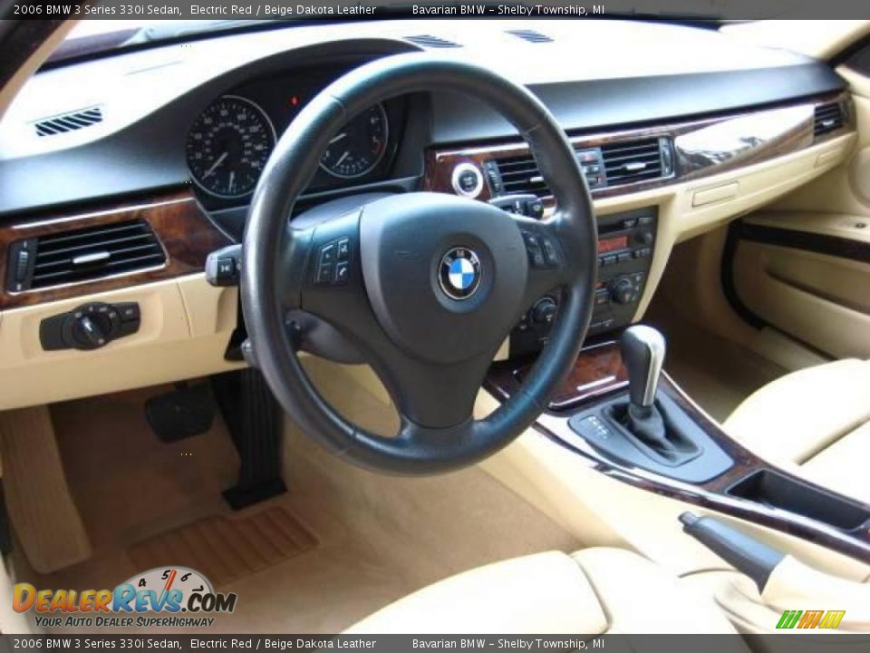 2006 BMW 3 Series 330i Sedan Electric Red / Beige Dakota Leather Photo #13
