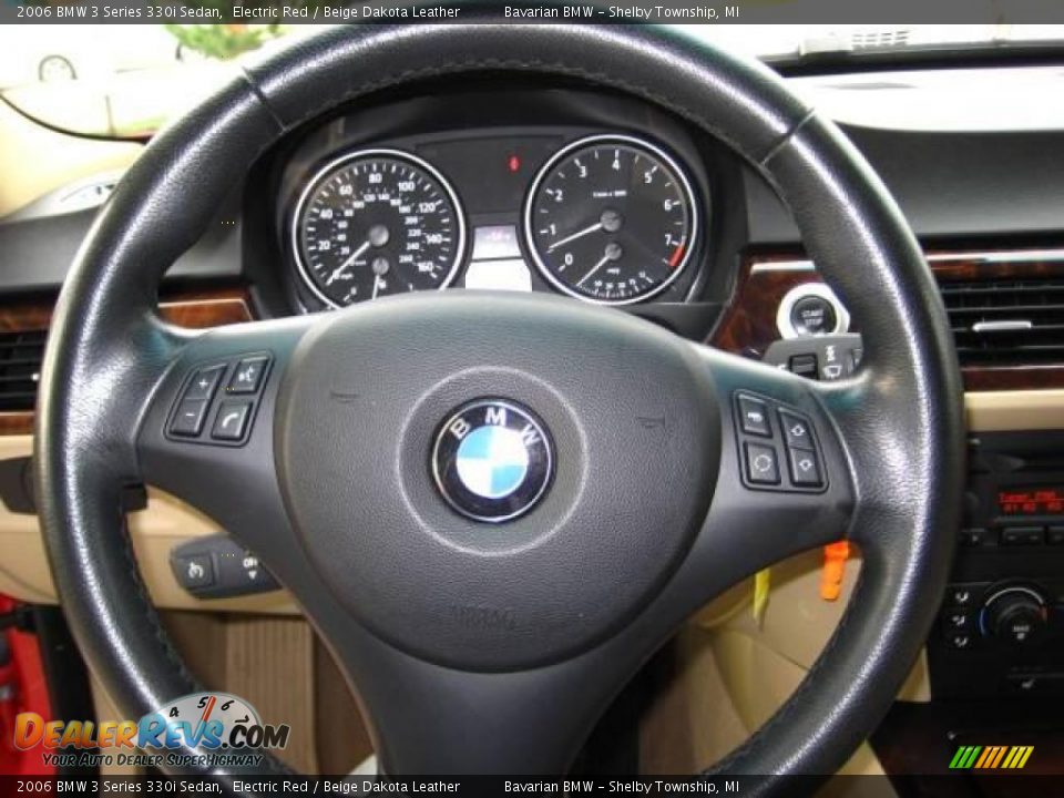 2006 BMW 3 Series 330i Sedan Electric Red / Beige Dakota Leather Photo #23