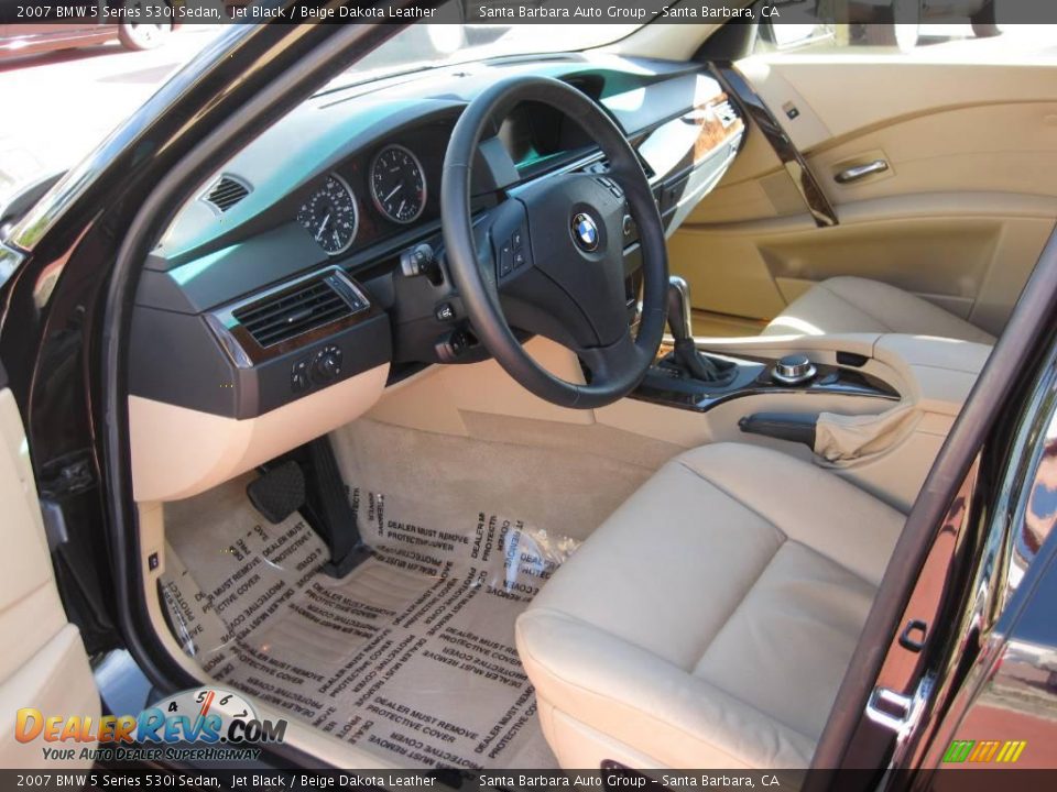 2007 BMW 5 Series 530i Sedan Jet Black / Beige Dakota Leather Photo #11