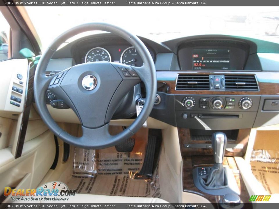 2007 BMW 5 Series 530i Sedan Jet Black / Beige Dakota Leather Photo #13