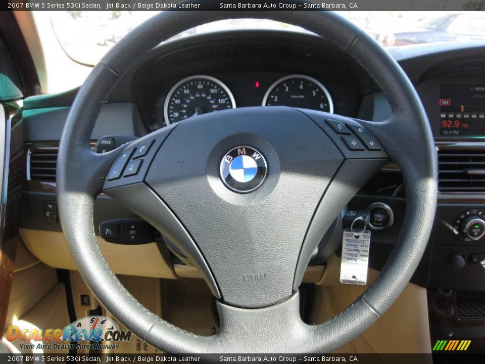 2007 BMW 5 Series 530i Sedan Jet Black / Beige Dakota Leather Photo #17