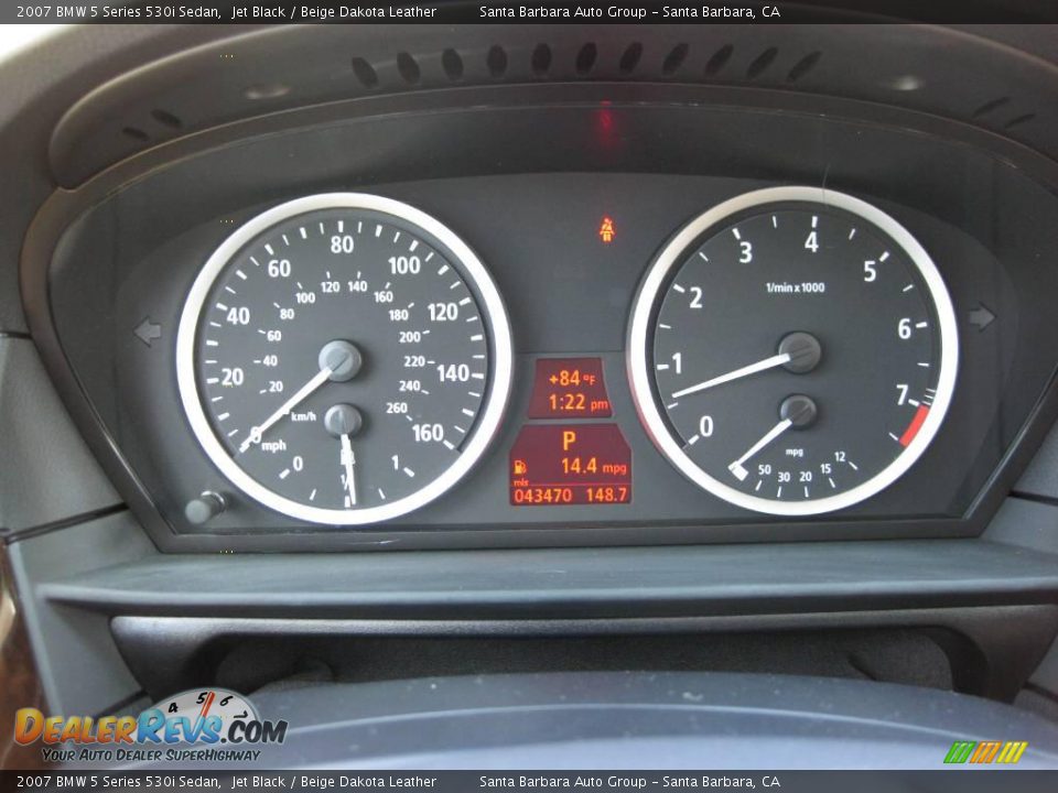 2007 BMW 5 Series 530i Sedan Jet Black / Beige Dakota Leather Photo #18