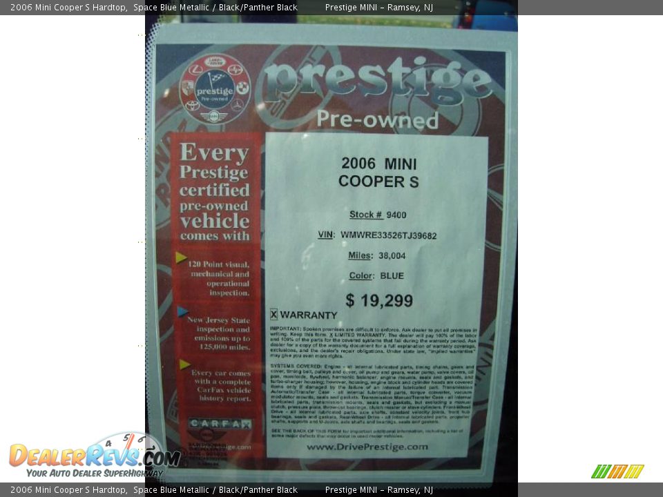 2006 Mini Cooper S Hardtop Space Blue Metallic / Black/Panther Black Photo #15