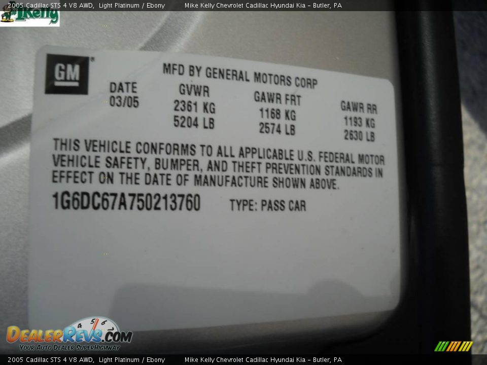 2005 Cadillac STS 4 V8 AWD Light Platinum / Ebony Photo #10