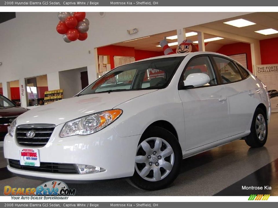 2008 Hyundai Elantra GLS Sedan Captiva White / Beige Photo #1