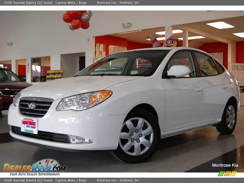 2008 Hyundai Elantra GLS Sedan Captiva White / Beige Photo #2