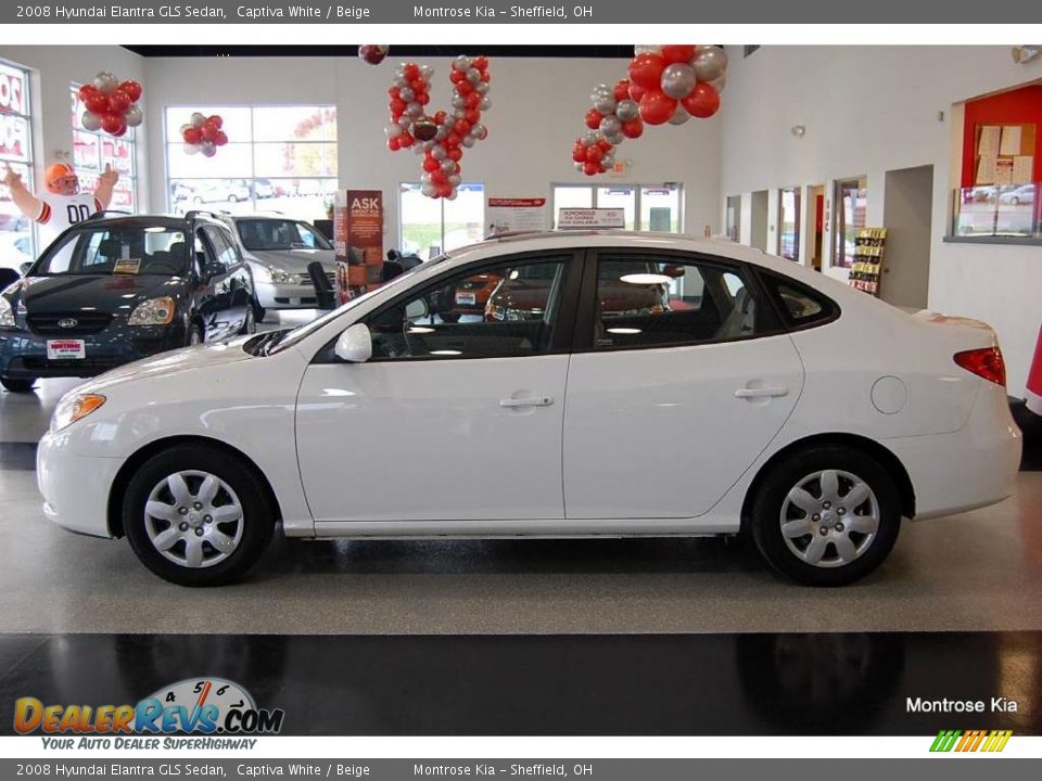 2008 Hyundai Elantra GLS Sedan Captiva White / Beige Photo #3