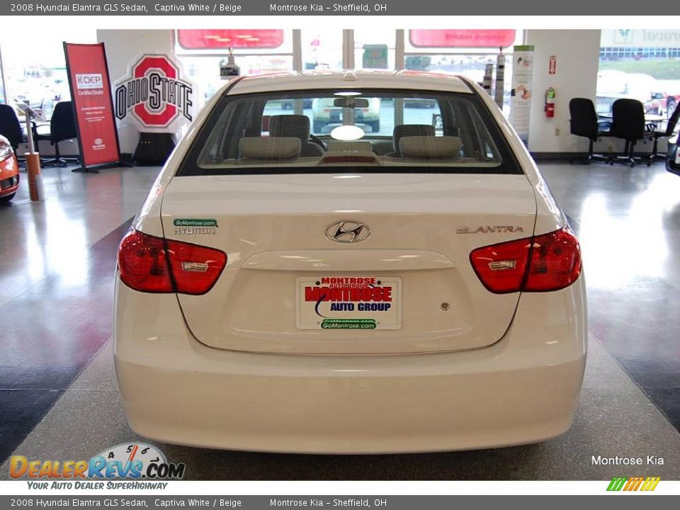 2008 Hyundai Elantra GLS Sedan Captiva White / Beige Photo #5