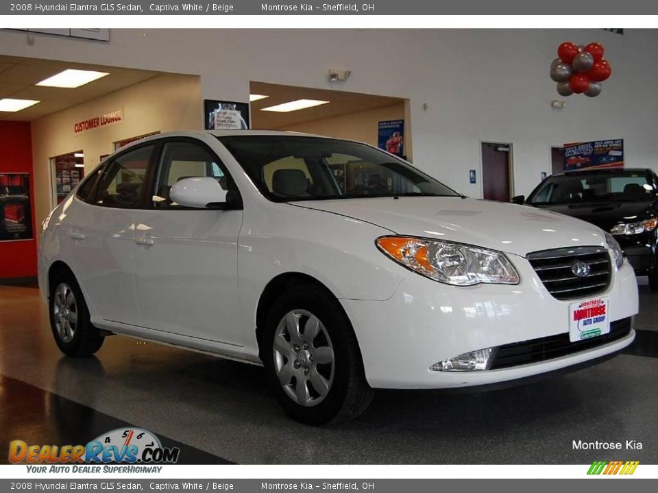 2008 Hyundai Elantra GLS Sedan Captiva White / Beige Photo #9