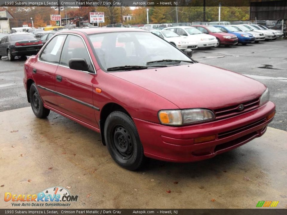 1993 Subaru Impreza L Sedan Crimson Pearl Metallic / Dark Gray Photo #3