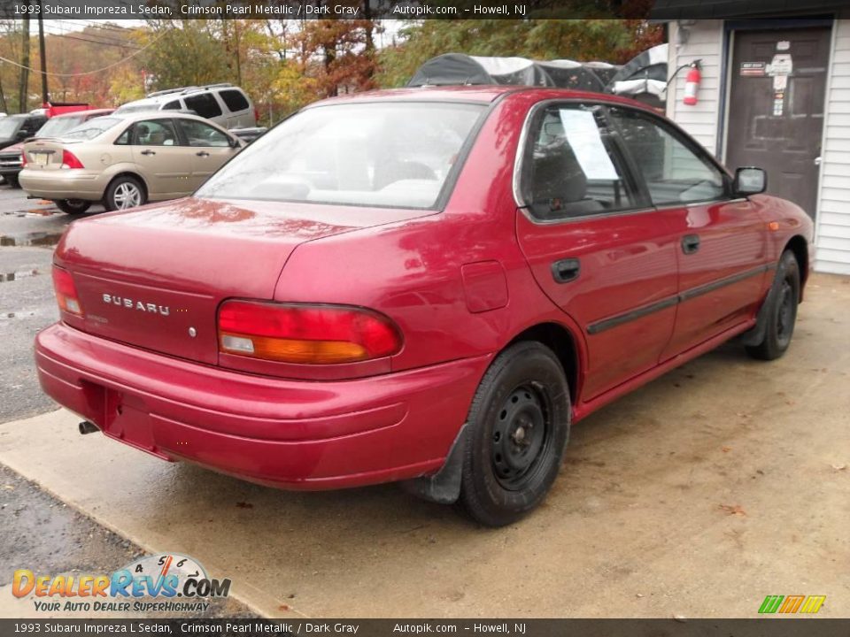 1993 Subaru Impreza L Sedan Crimson Pearl Metallic / Dark Gray Photo #5