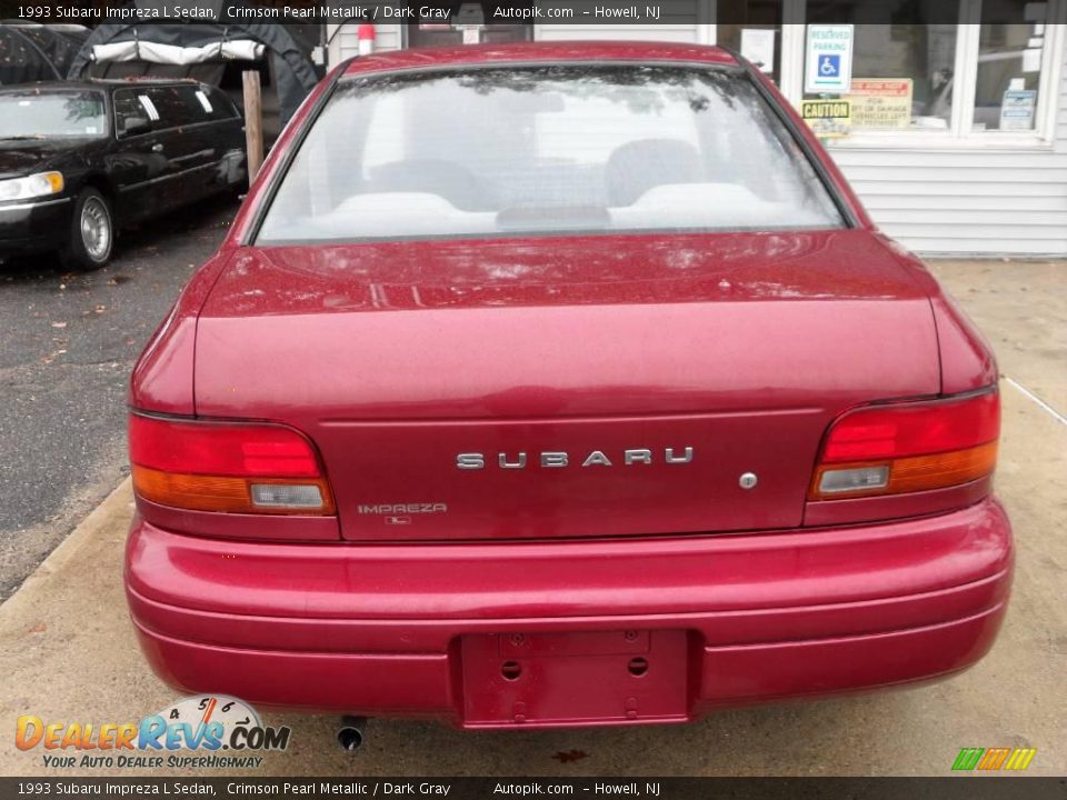 1993 Subaru Impreza L Sedan Crimson Pearl Metallic / Dark Gray Photo #6