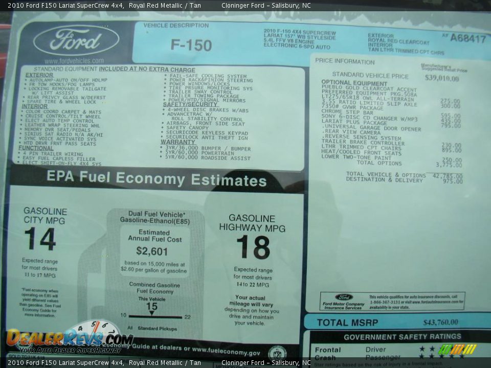 2010 Ford F150 Lariat SuperCrew 4x4 Royal Red Metallic / Tan Photo #14
