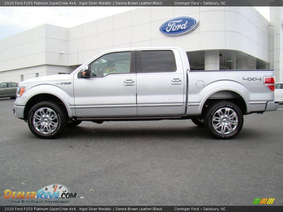 2010 Ford F150 Platinum SuperCrew 4x4 Ingot Silver Metallic / Sienna Brown Leather/Black Photo #5