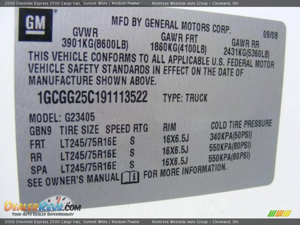 2009 Chevrolet Express 2500 Cargo Van Summit White / Medium Pewter Photo #28