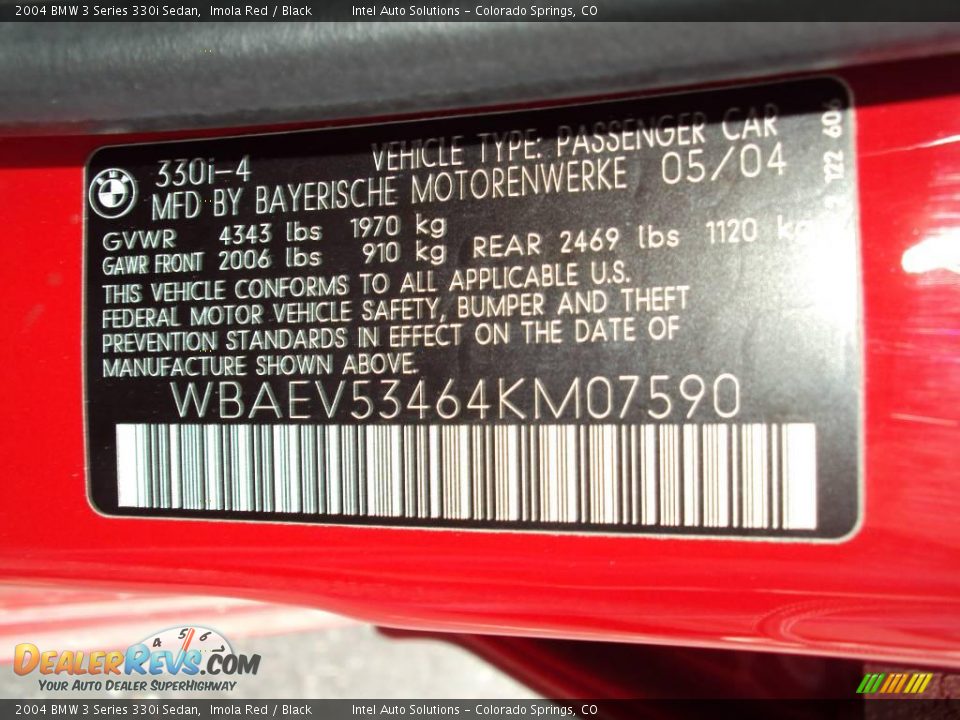 2004 BMW 3 Series 330i Sedan Imola Red / Black Photo #14