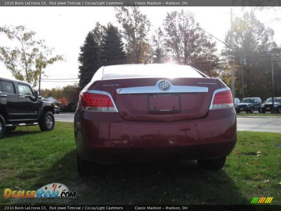 2010 Buick LaCrosse CX Red Jewel Tintcoat / Cocoa/Light Cashmere Photo #4