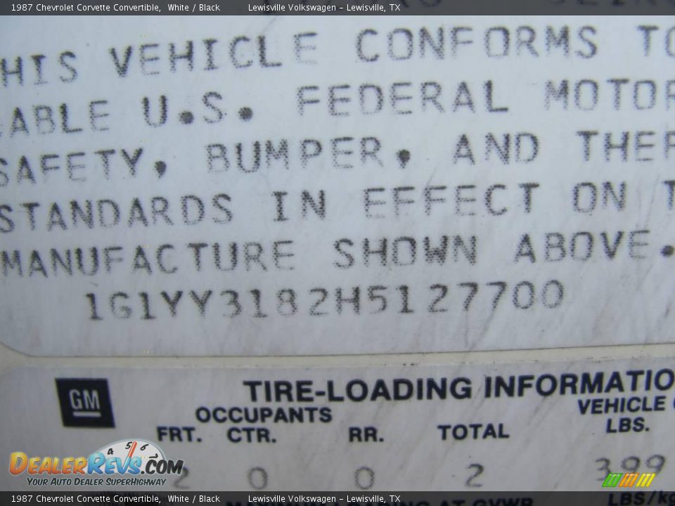1987 Chevrolet Corvette Convertible White / Black Photo #24