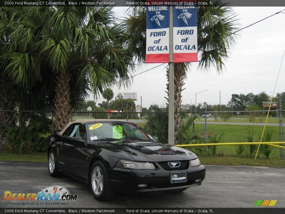 2000 Ford Mustang GT Convertible Black / Medium Parchment Photo #1