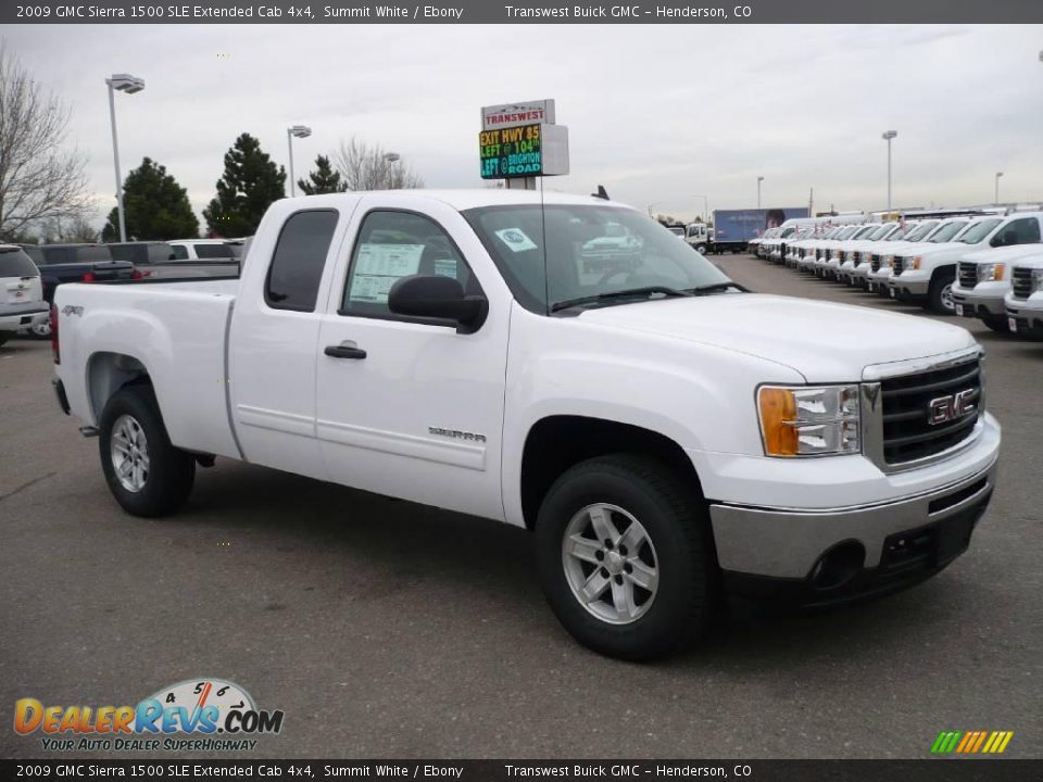 2009 GMC Sierra 1500 SLE Extended Cab 4x4 Summit White / Ebony Photo #1