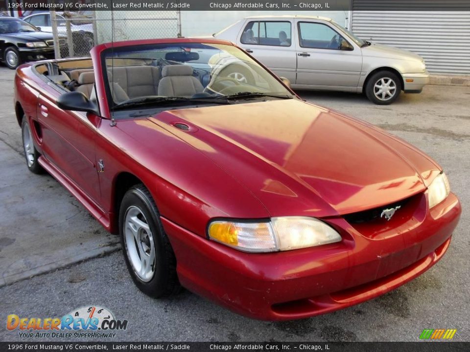 1996 Ford Mustang V6 Convertible Laser Red Metallic / Saddle Photo #5