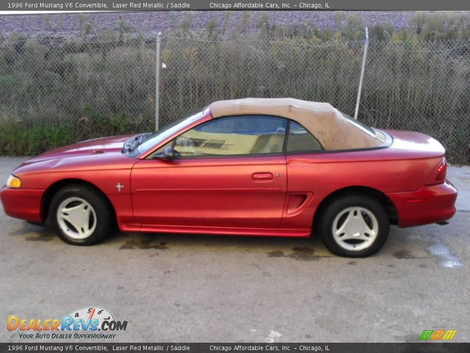 1996 Ford Mustang V6 Convertible Laser Red Metallic / Saddle Photo #6