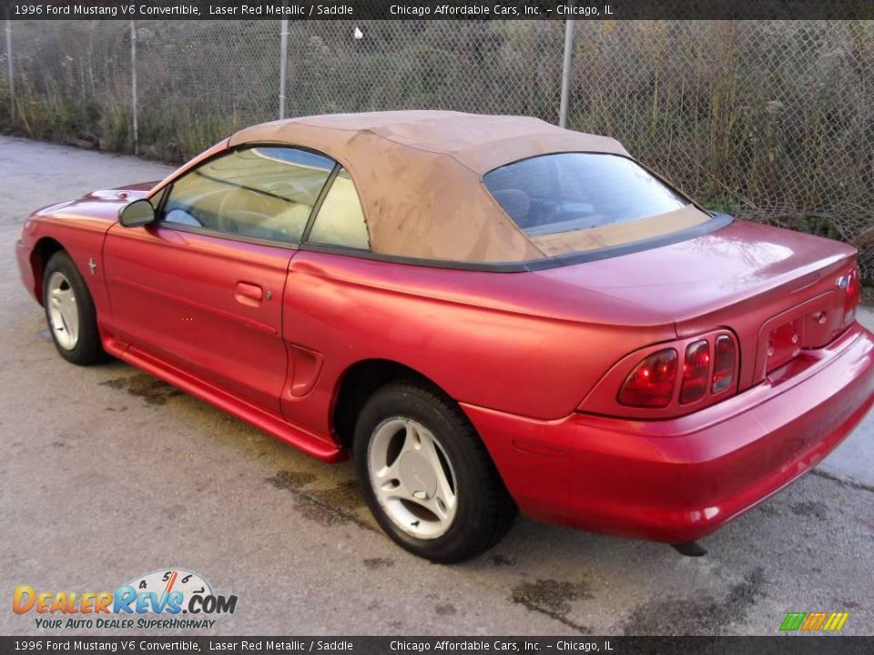1996 Ford Mustang V6 Convertible Laser Red Metallic / Saddle Photo #7