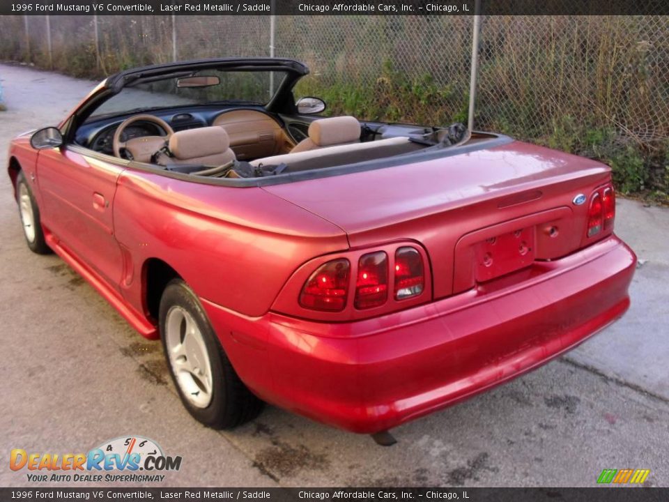 1996 Ford Mustang V6 Convertible Laser Red Metallic / Saddle Photo #8