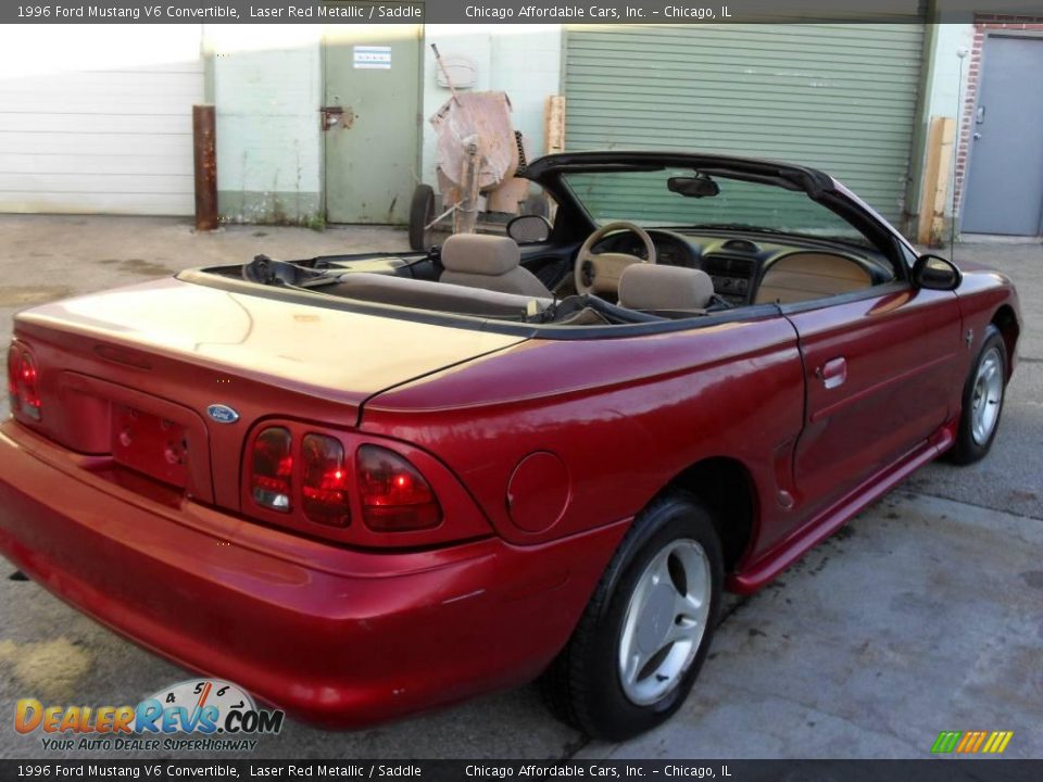 1996 Ford Mustang V6 Convertible Laser Red Metallic / Saddle Photo #10