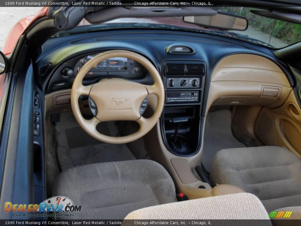 1996 Ford Mustang V6 Convertible Laser Red Metallic / Saddle Photo #12