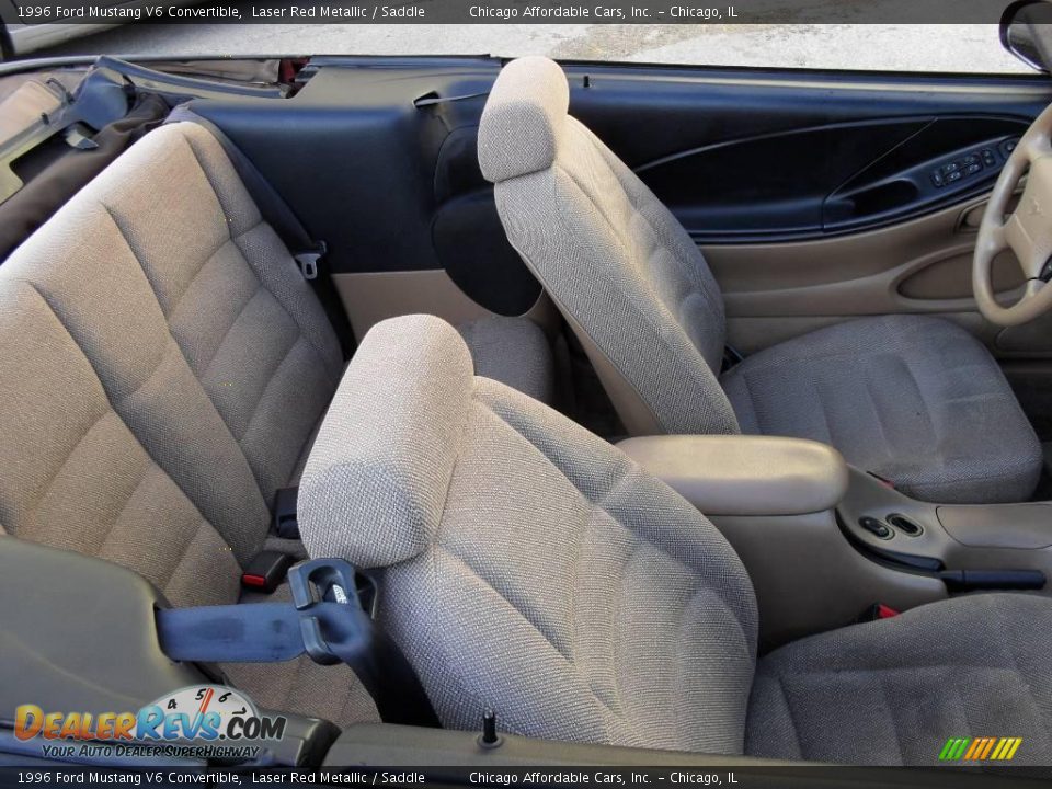 1996 Ford Mustang V6 Convertible Laser Red Metallic / Saddle Photo #13
